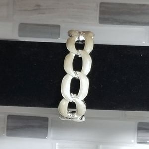 Cream stone braid metallic bracelet